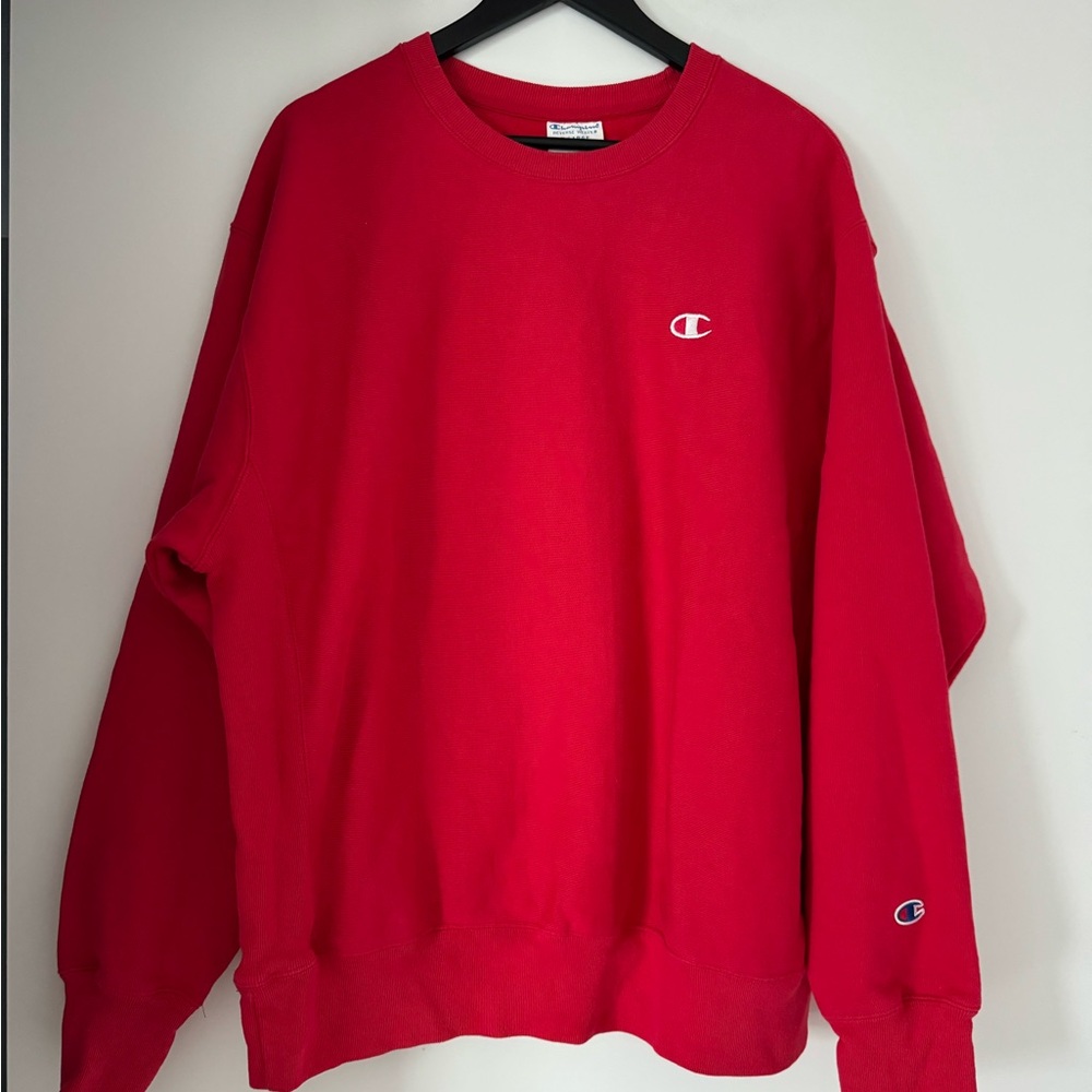 Champion Reverse Weave Red Crewneck Sweatshirt